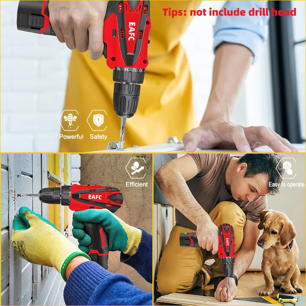 Perceuse-visseuse électrique sans fil EAFC 2 vitesses 60 N.m pour le travail du bois et le bricolage domestique – Kit de contrôle de puissance