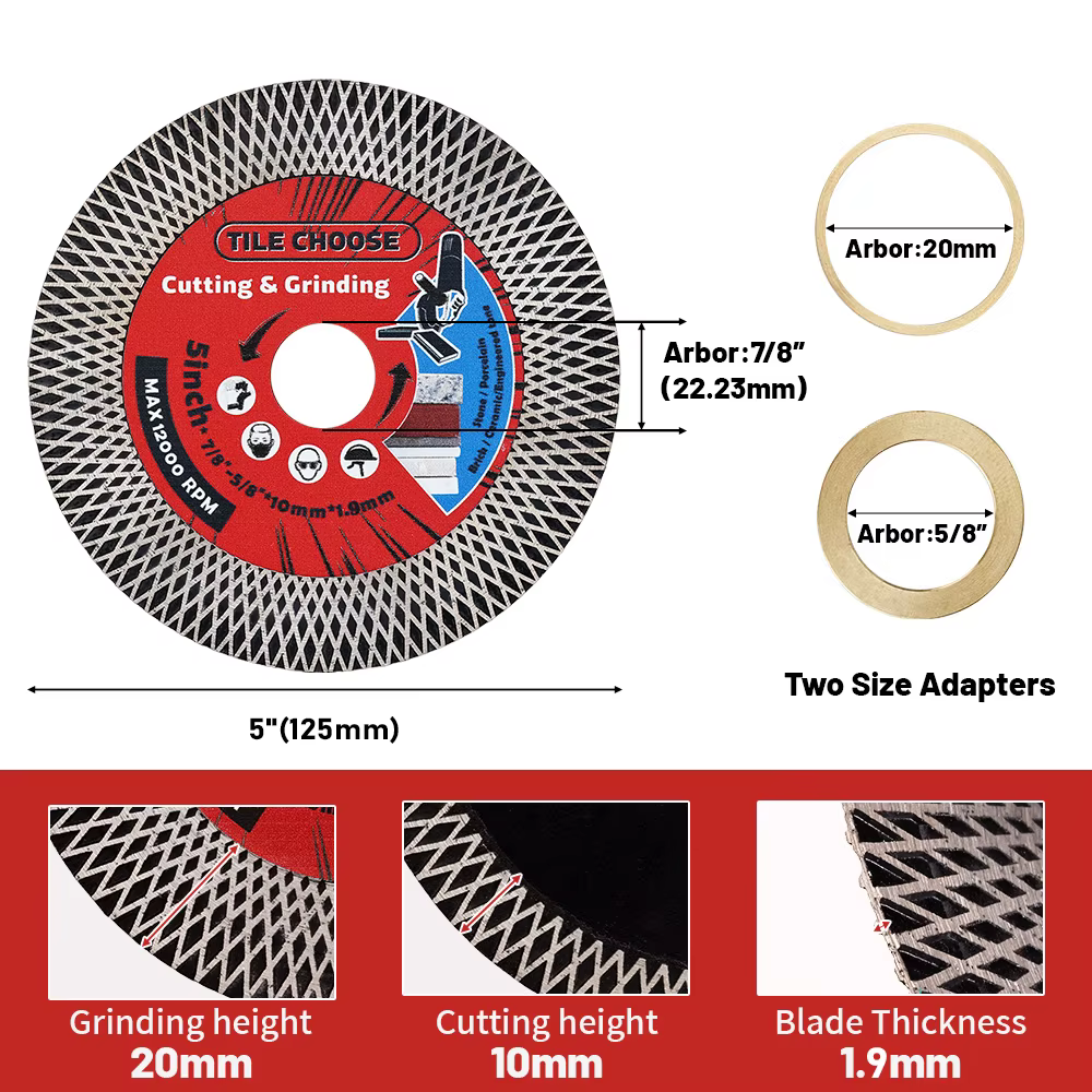 Lame de scie diamantée pour carreaux de 4.5 à 5 pouces