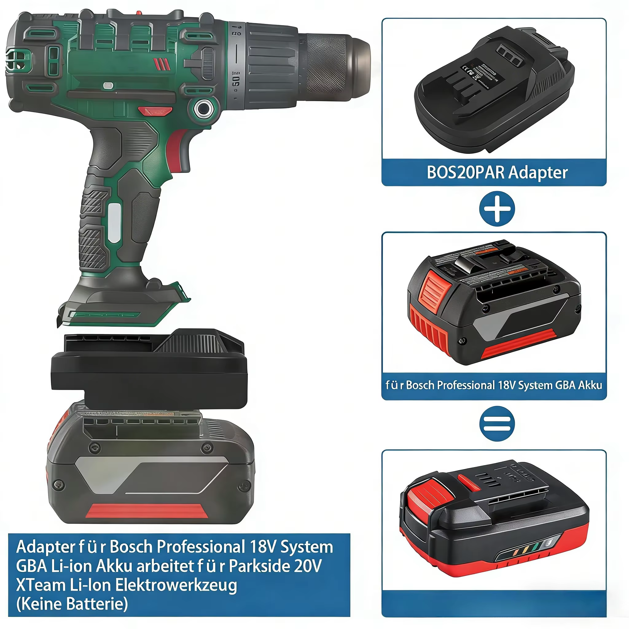 Adaptateur de batterie pour Bosch To for Parkside BOS20PAR
