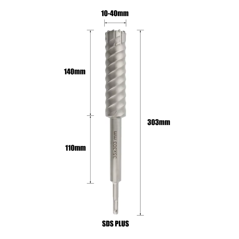 Foret pour béton armé SDS-Plus à tête de lame en alliage dur taille 10-40mm