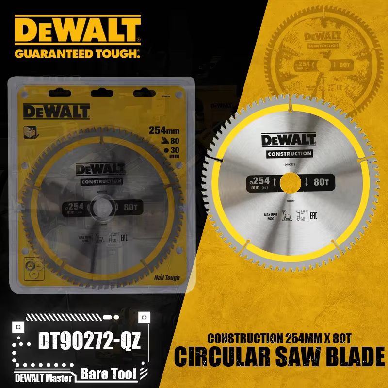 DEobcuT DT90250-QZ DT90272-QZ 254MM * 60T/80T Construction Circulaire Scie Lame Outil Électrique Accessoires