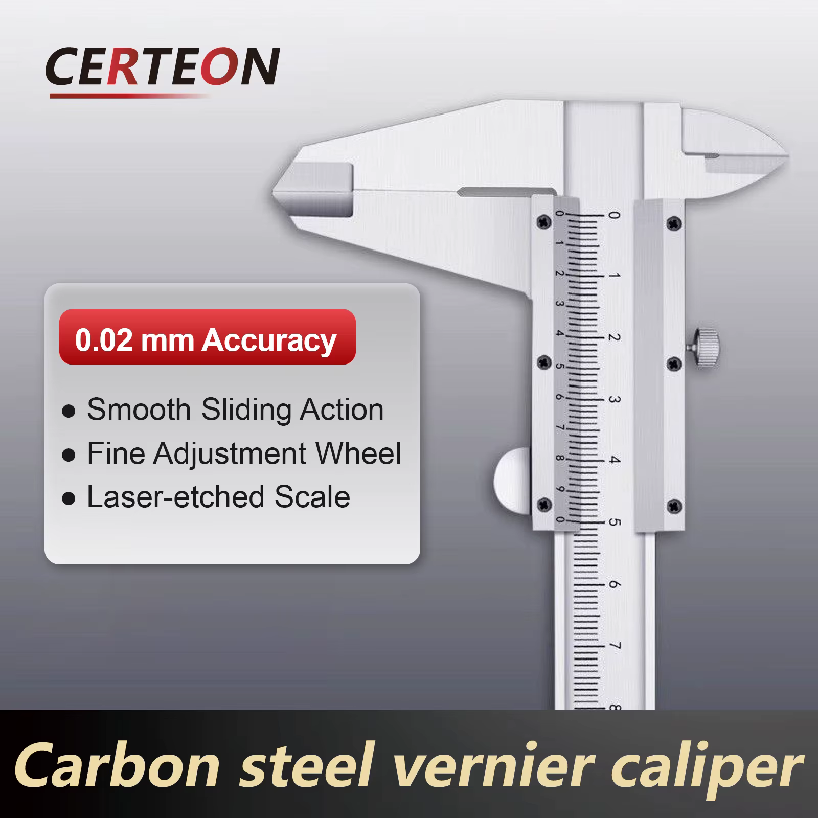 Pied à Coulisse Vernier 0-300mm Précision 0.02mm Acier Carbone Outil de Mesure Manuel Qualité Industrielle Calibre