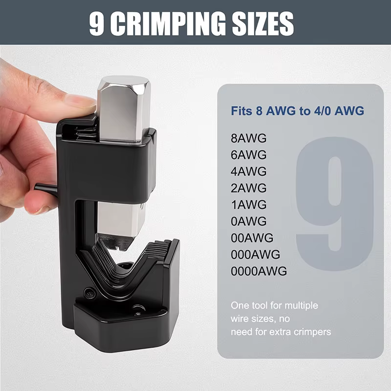 Pince à sertir portable HUHAO 8AWG-4/0AWG à ressort pour cosses en cuivre
