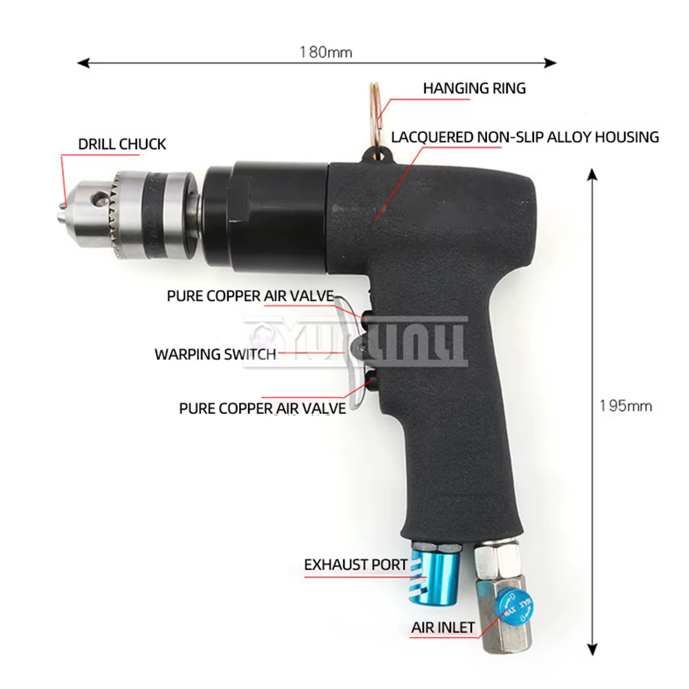 Perceuse pneumatique sans fil à grande vitesse