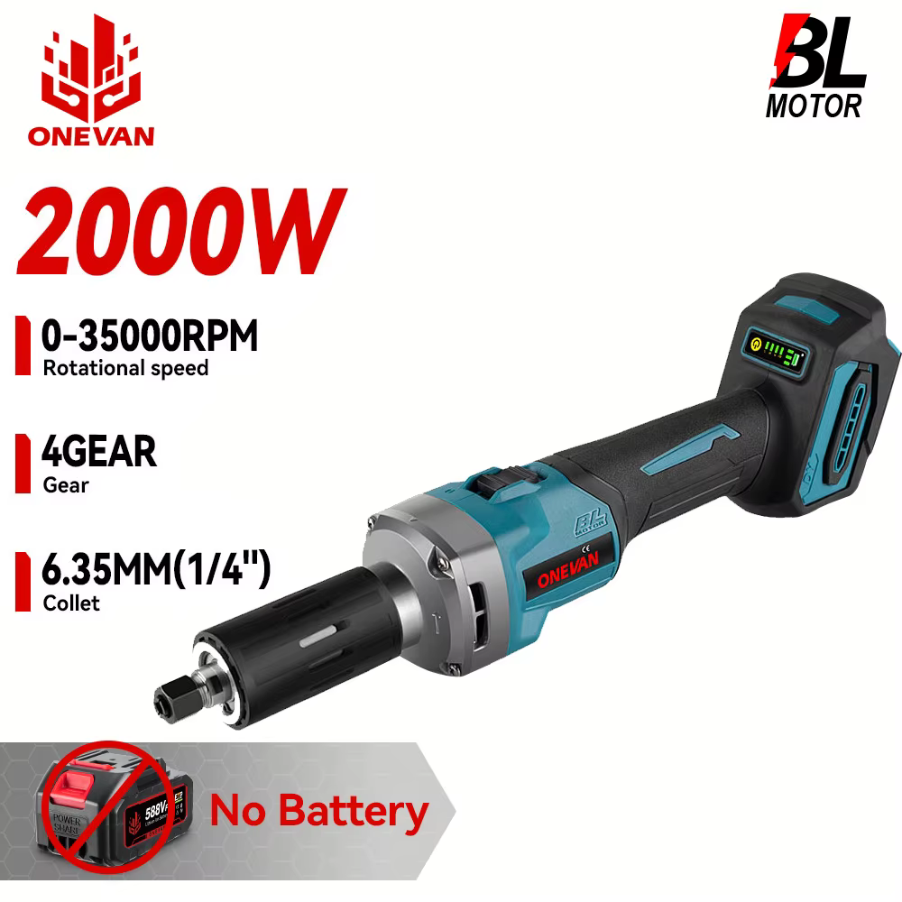 ONEVAN 2000W meuleuse électrique sans fil 4 vitesses 35000 tr/min outils portatifs sans brosse pour le polissage et le meulage pour broche de batterie Makita