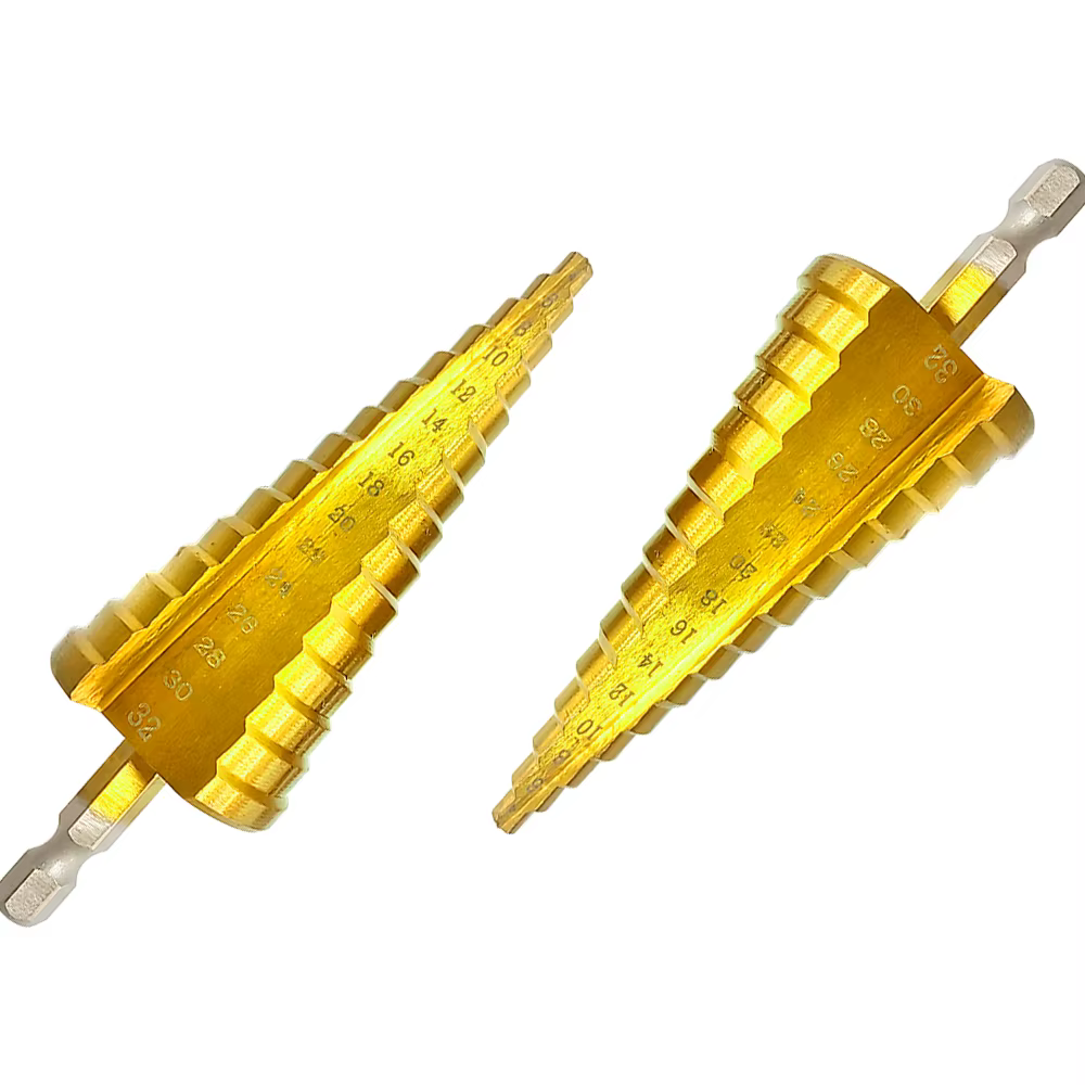 1PC titane plaqué Hexagonal rainure droite étape perceuse 4-32mm alésage pagode foret trou ouverture