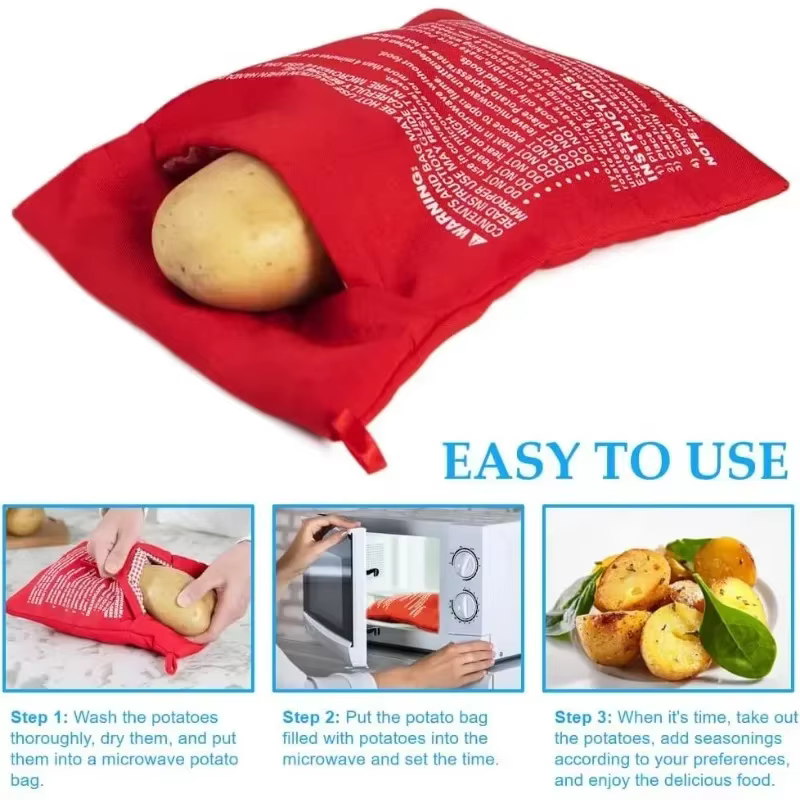 Sac à pommes de terre réutilisable pour micro-ondes, cuiseur à micro-ondes, cuiseur à pommes de terre au four, outil d'accessoires de cuisine