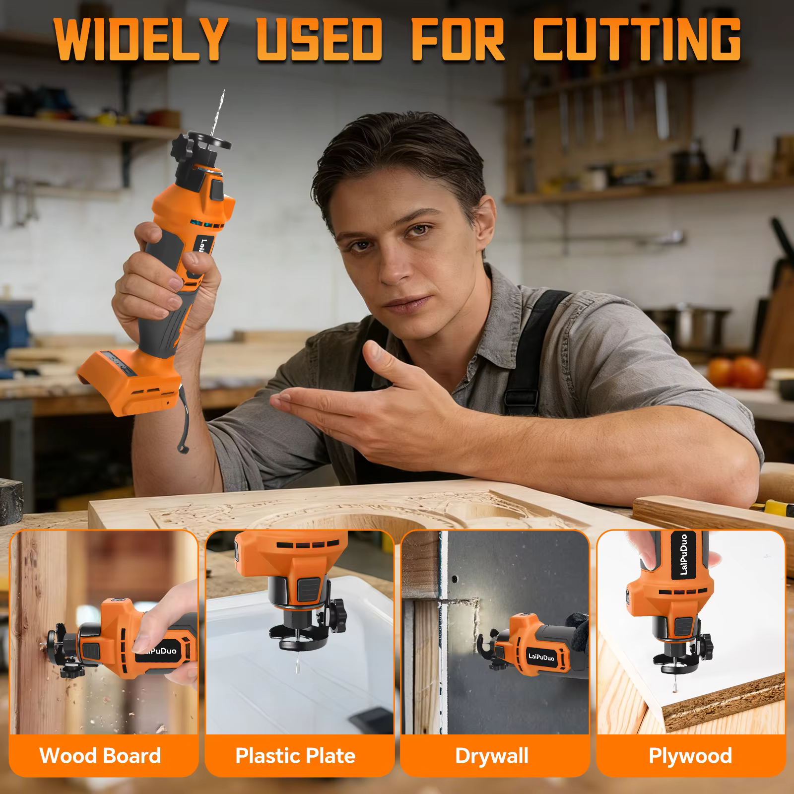 Outil de découpe sans fil pour cloisons sèches, 30000 tr/min, scie rotative électrique sans balais, 3 vitesses, pour la découpe du bois et du plâtre, compatible avec la batterie Dewalt 20V
