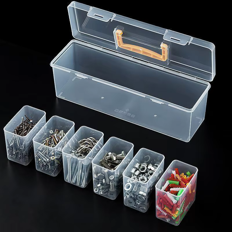 Boîte de rangement pour outils de quincaillerie de grande capacité avec organisateur transparent multi-compartiments pour l'artisanat, le bricolage et les réparations