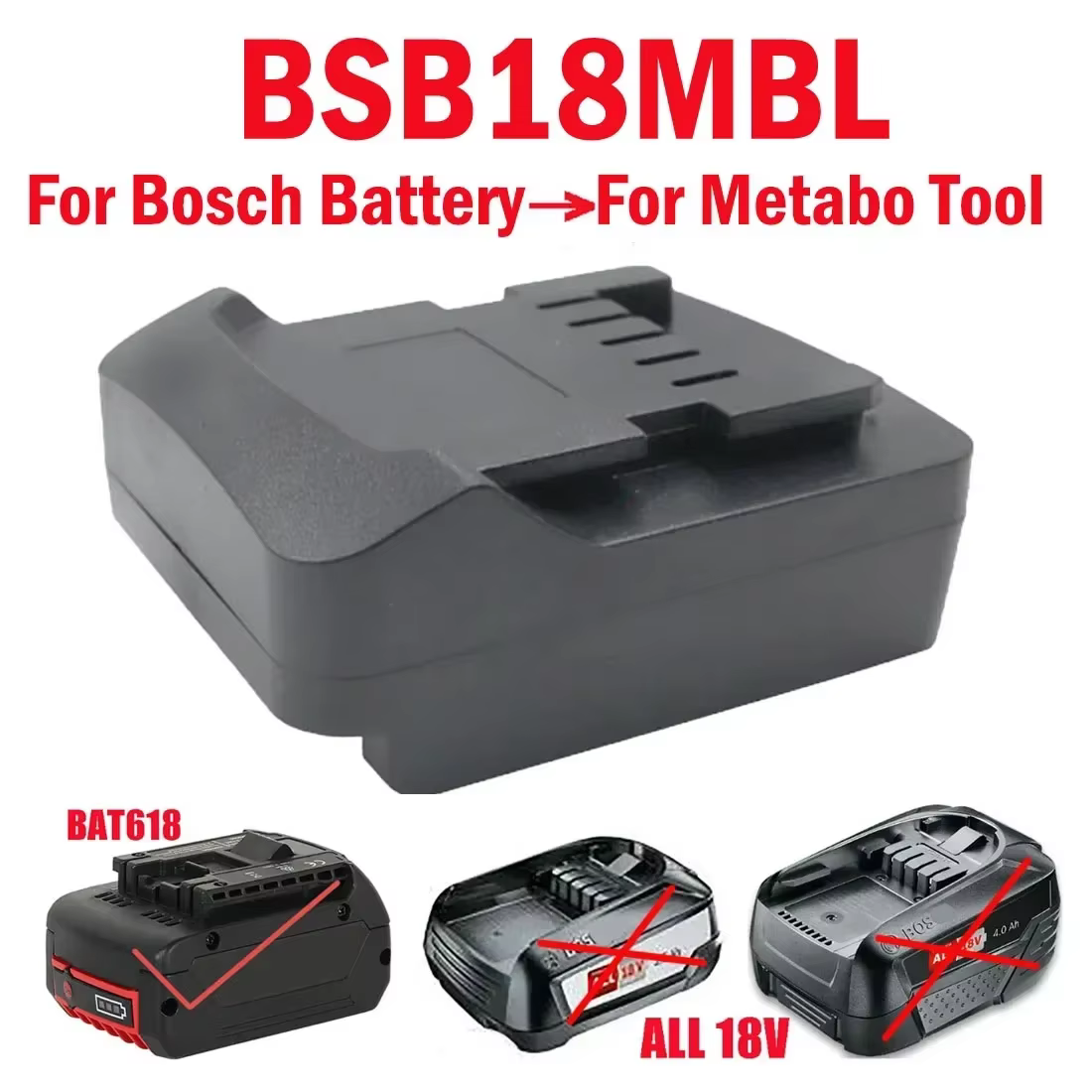 Convertisseur adaptateur de batterie BSB18MBL pour Batteries Lithium-ion Bosch 18V