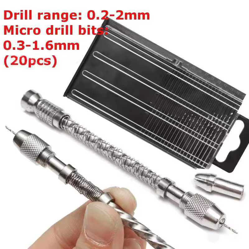 Kit d'outils de micro perçage pour le travail du bois et les circuits imprimés en PVC – Mini perceuse hélicoïdale de 20/25 pièces de 0,3-1,6 mm/0,5-3,0 mm