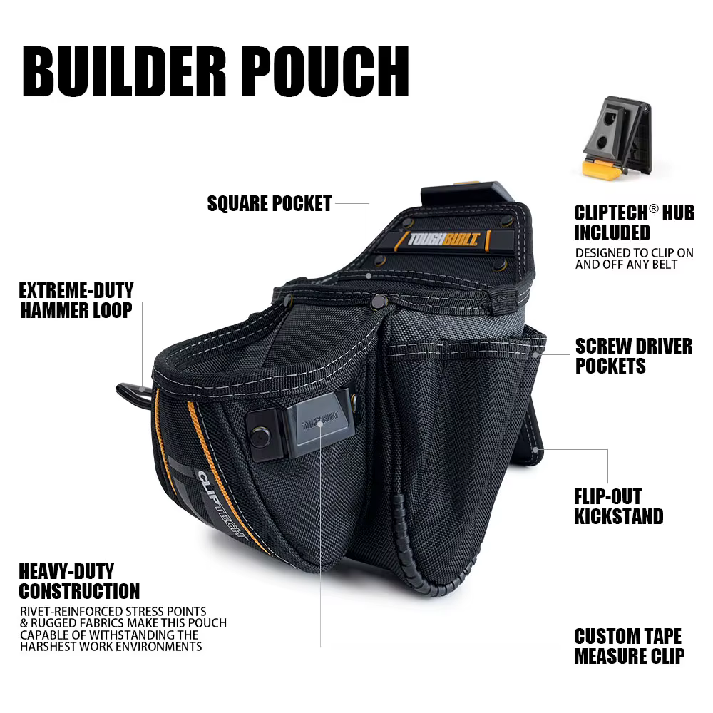 TOUGHBUILT Builder 1680D Pochette à outils de construction robuste avec moyeu
