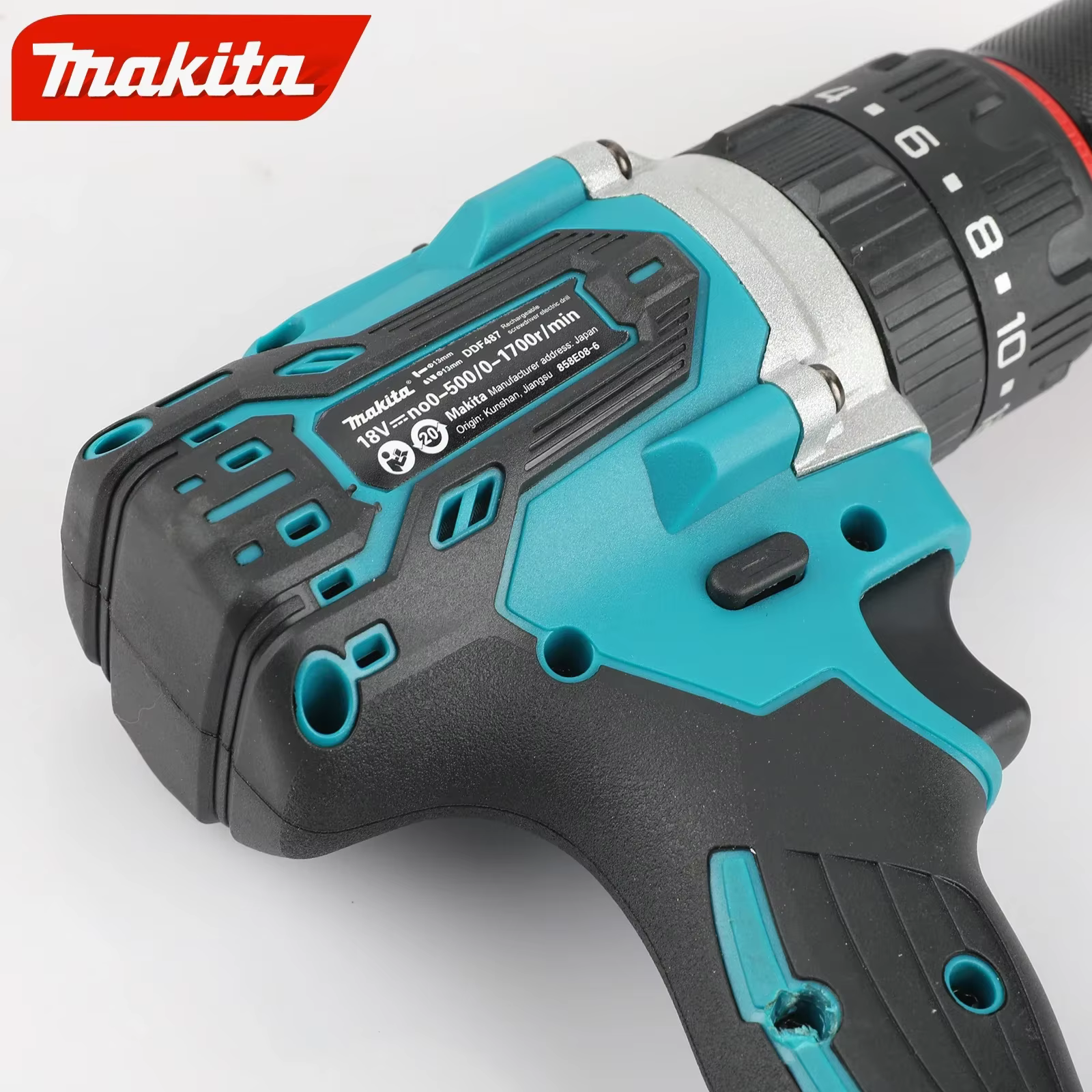 Makita DDF487 Perceuse à percussion électrique sans balais 18V lithium-ion 13mm rouge et noir à couple élevé pour usage domestique