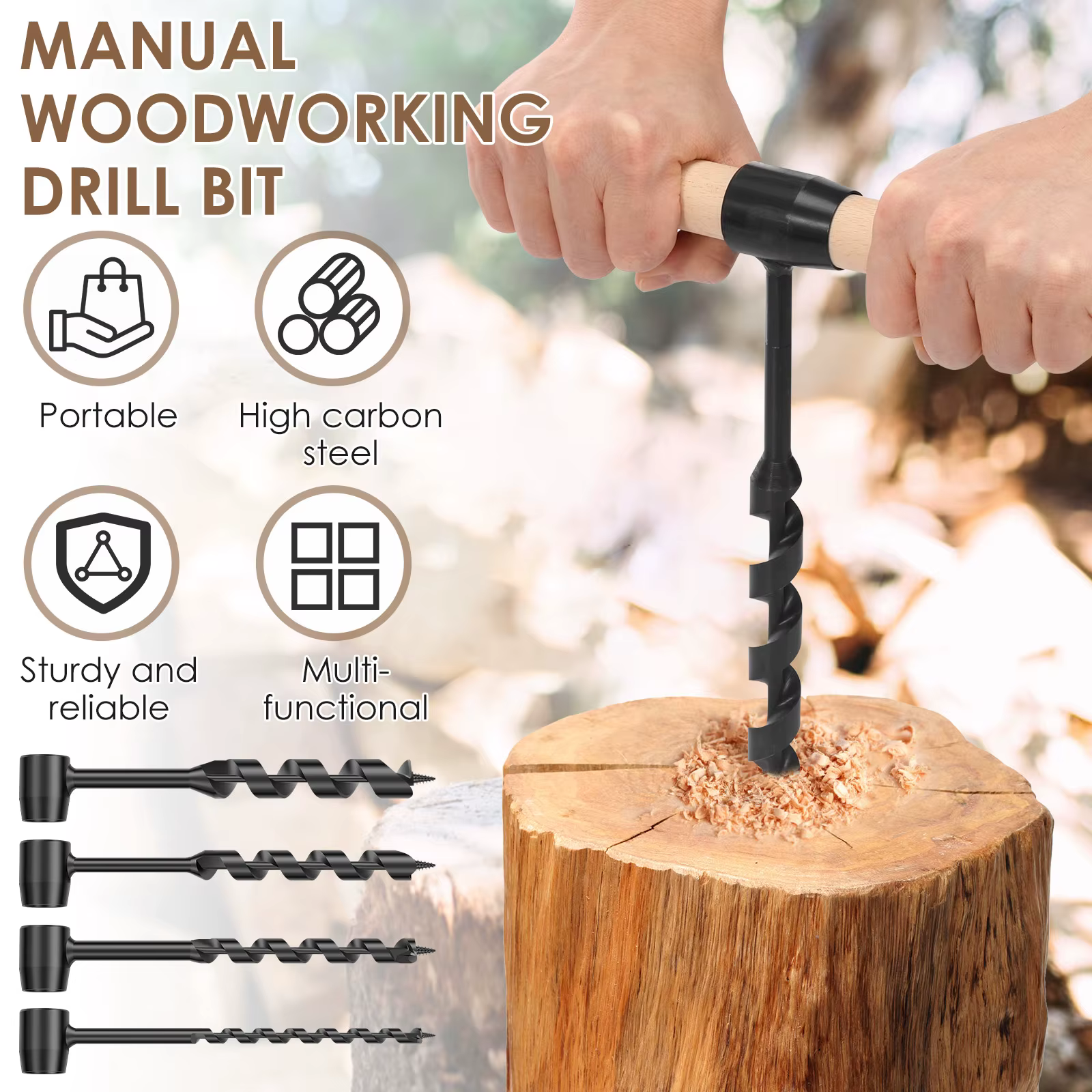 Perceuse à bois multifonctionnelle Bushcraft pour la survie en plein air