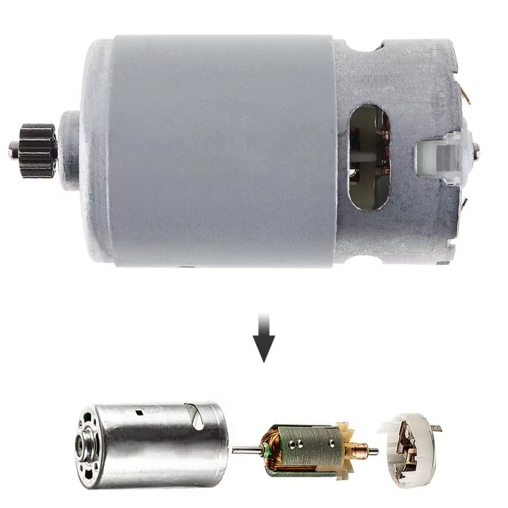 Moteur à courant continu RS550 12V 14.4V 16.8V 18V 25V 19500 tr/min avec 9 11 12 14 dents et boîte de vitesses à couple élevé pour perceuse/tournevis électrique