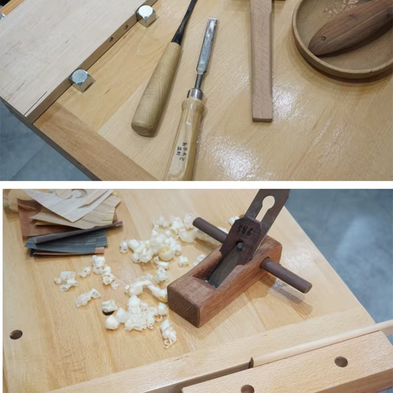 Établi de travail de calcul multifonctionnel, console en bois de hêtre, bricolage manuel, menuiserie, table en bois massif avec YL-151-A de serrage