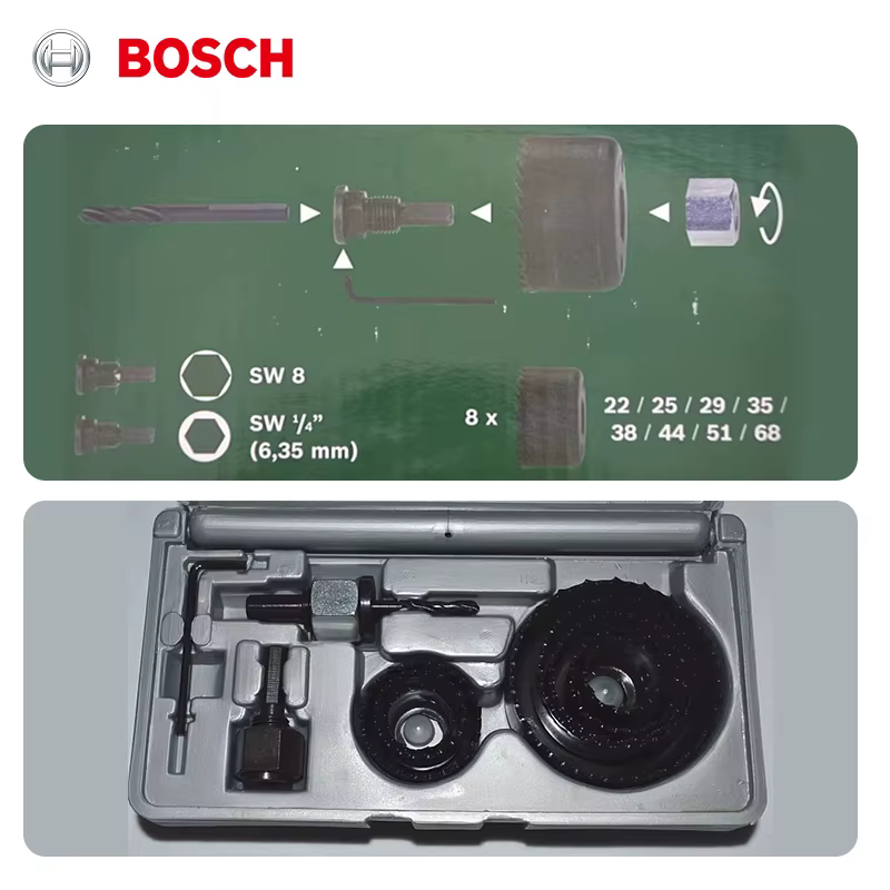 Ensemble de scies cloches Bosch 14 pièces 22/25/29/35/38/44/51/68 mm pour le bois et le cloison sèche