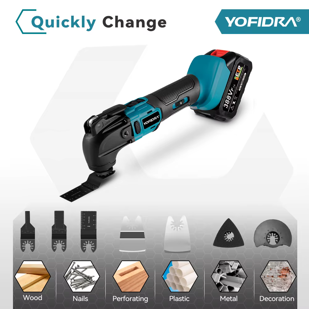 Yofidra outil multifonction oscillant sans brosse scie électrique tondeuse pelle polisseuse travail du bois pour Makita 18V batterie broche