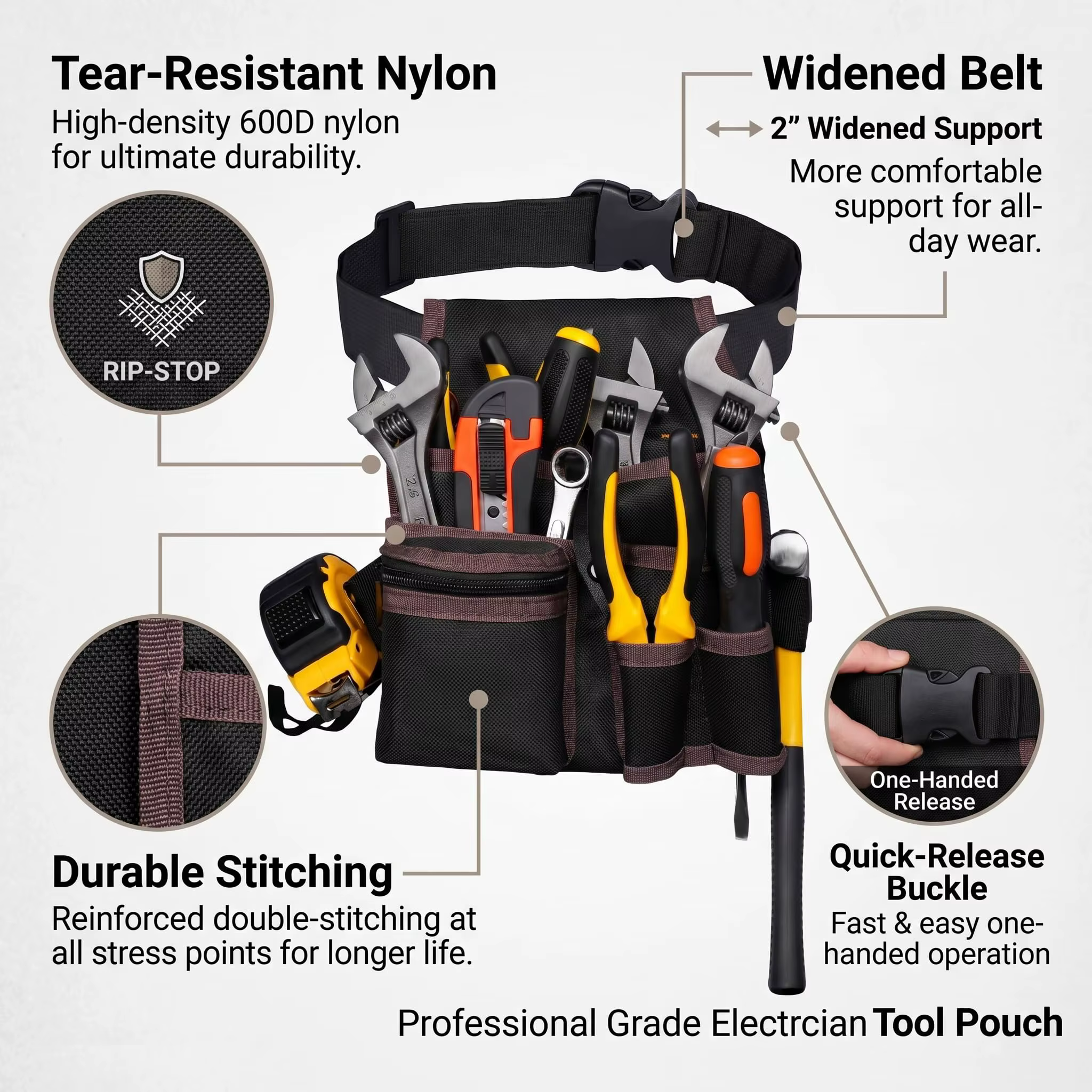 Pochette à outils avec ceinture réglable