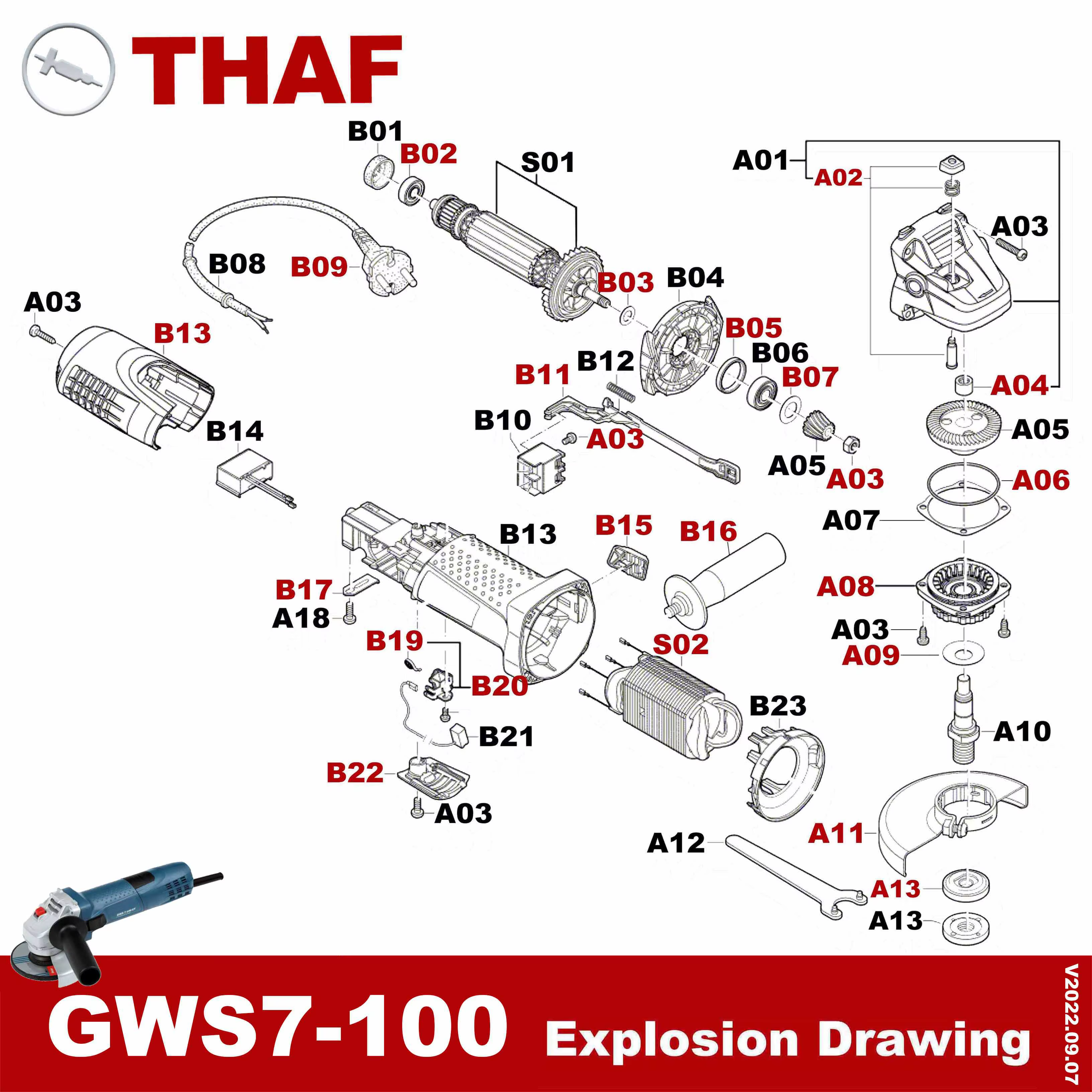 Interrupteur Remplacement Pièces de rechange pour BOSCH Meuleuse Angulaire GWS7-100 GWS7-115 GWS7-125 B10