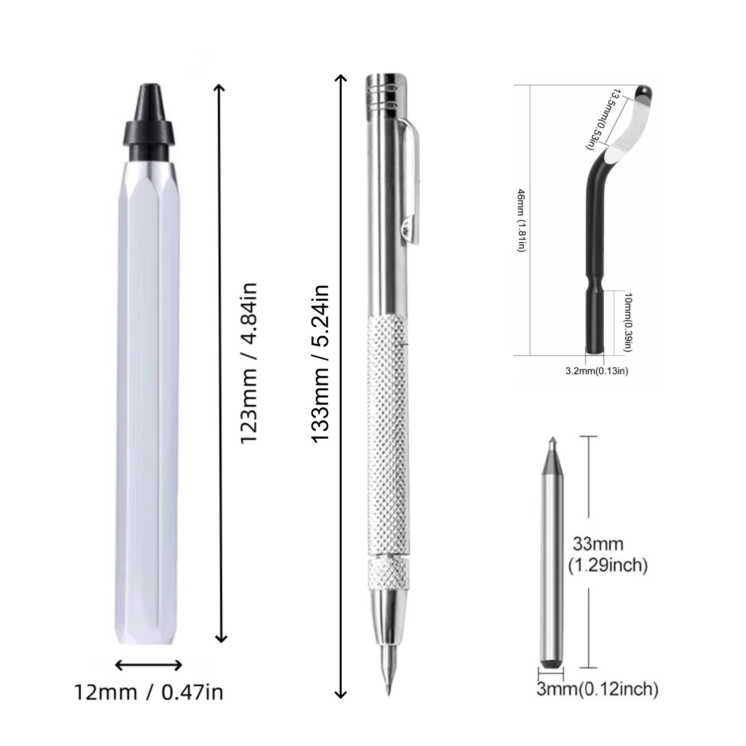 Outil de débavurage avec 11 lames pivotantes en acier rapide et stylo marqueur pour métal