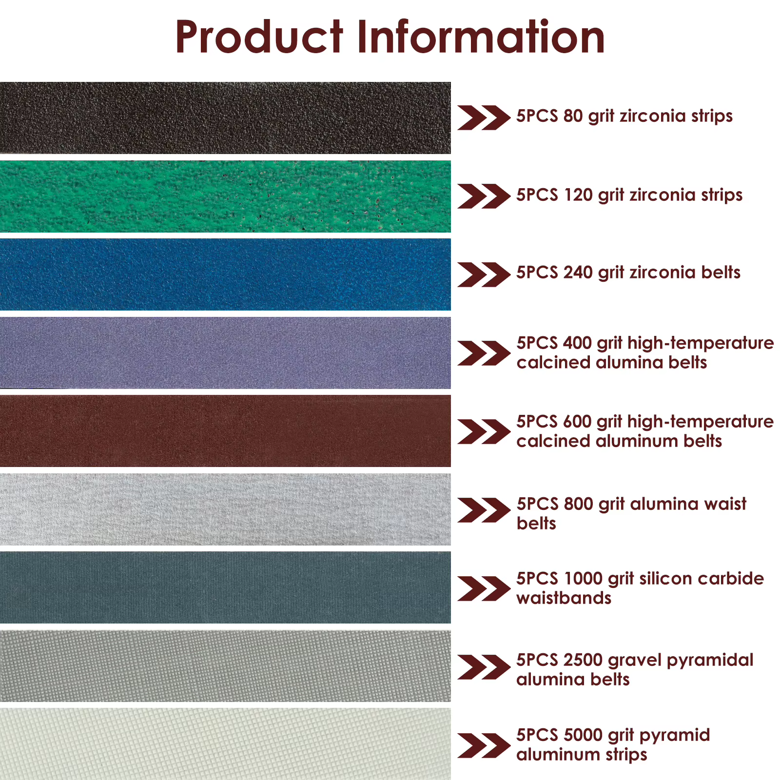 45 pièces 13x457mm bandes abrasives 80-5000 grain bande de remplacement résistant à l'usure courroie de meulage assortie pour métal bois fibre de verre caoutchouc