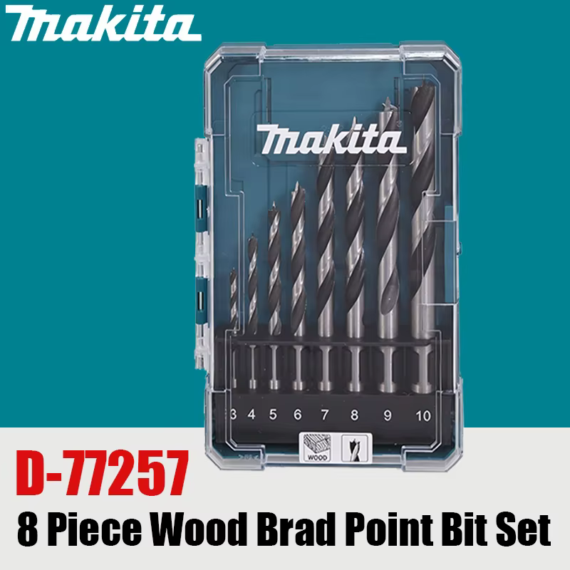 MAKITA D-77257 – Ensemble de 8 forets à queue droite pour bois, 3-10 mm, tige droite, précision, durabilité, élimination des copeaux, accessoire pour outils électriques