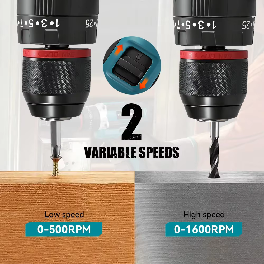 YOFIDRA 25 + 3 couple perceuse à percussion électrique portable 3IN1