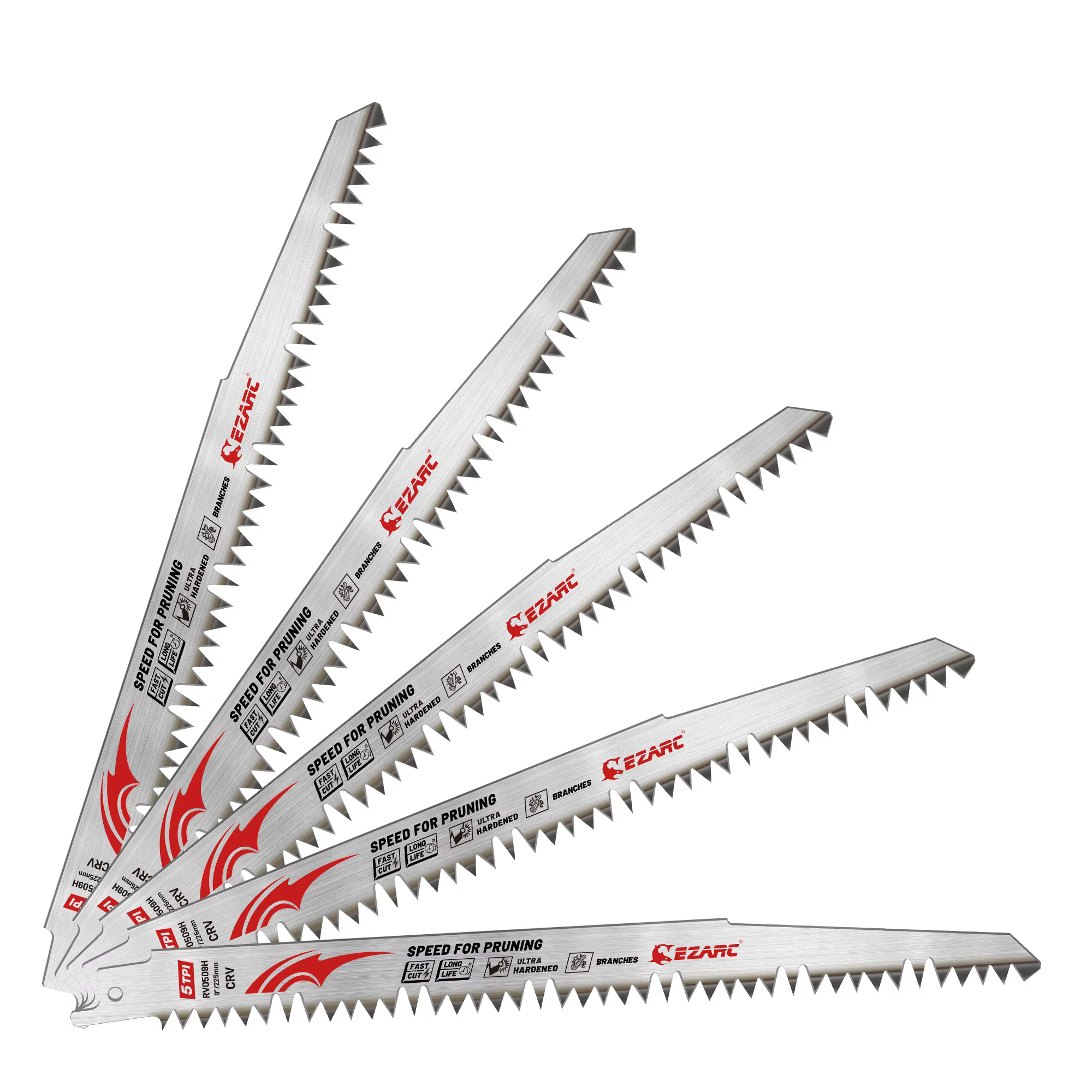 Lames de scie sauteuse EZARC 9''/12'' (225mm/300mm) à dents affûtées pour l'élagage des arbres et la coupe du bois