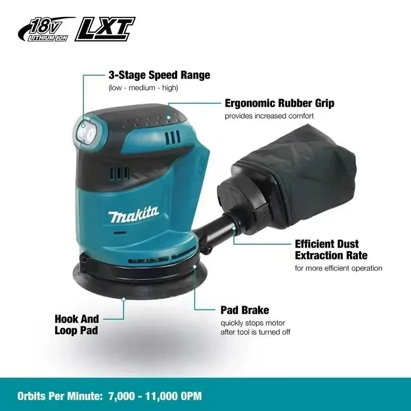 Ponceuse orbitale aléatoire sans fil Makita DBO180Z rechargeable