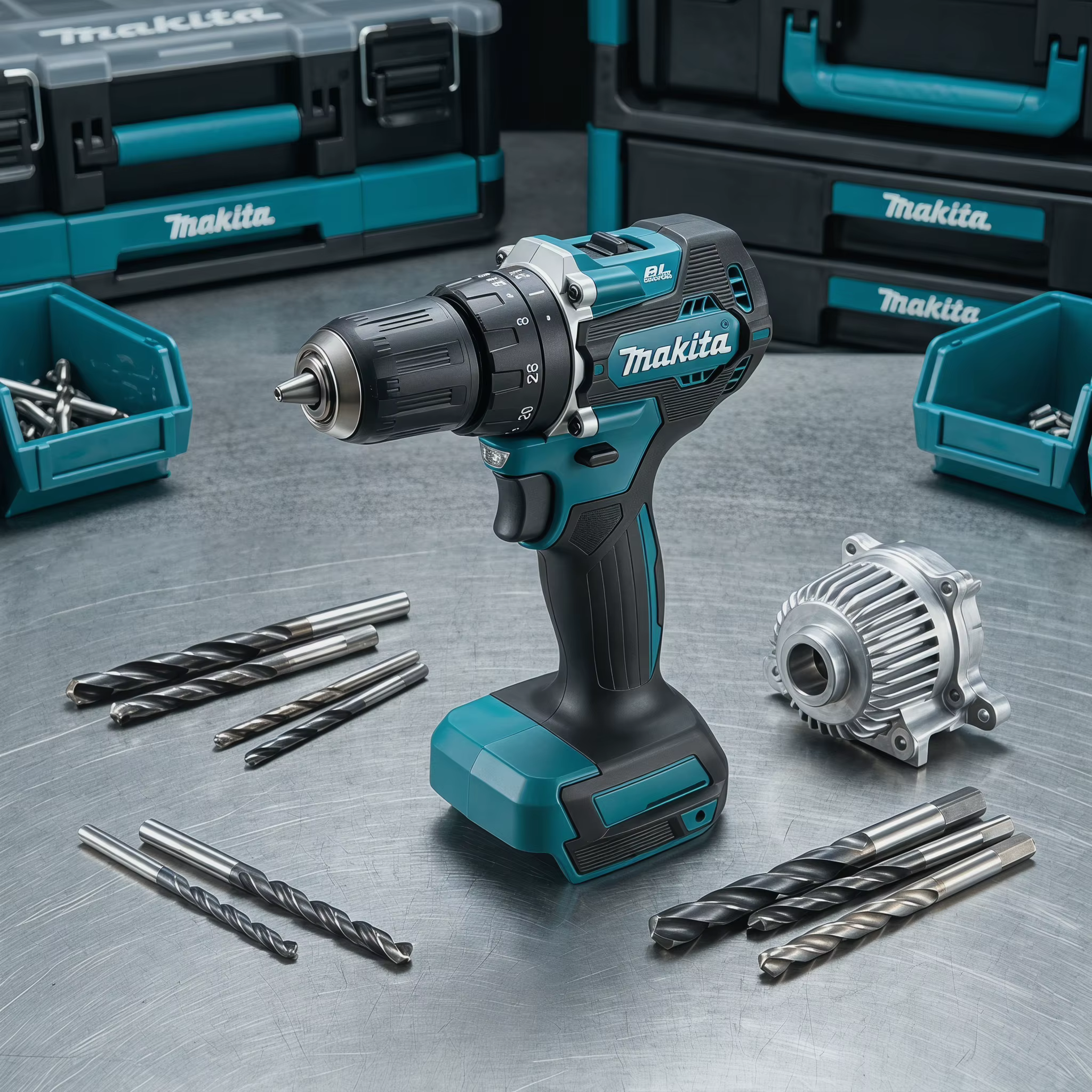 Makita Original DDF487 Perceuse-visseuse sans balais 18V, mandrin 10mm, 20 vitesses, outil rechargeable pour atelier et réparation domestique