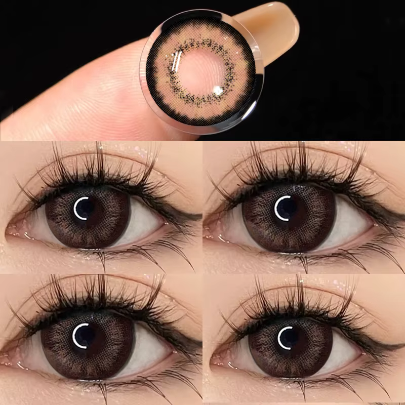 1 paire de lentilles de Contact de couleur pour les yeux, lentille grise ambre naturelle annuelle, cosmétiques, lunettes souples, beauté, mode élève avec lentilles