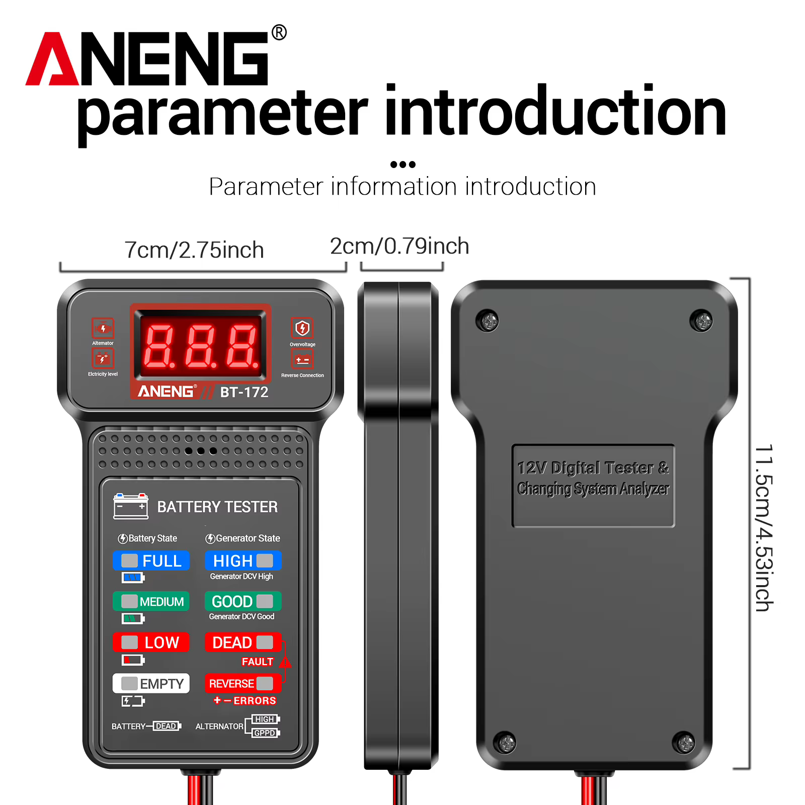 ANENG – testeur de batterie de voiture BT-172