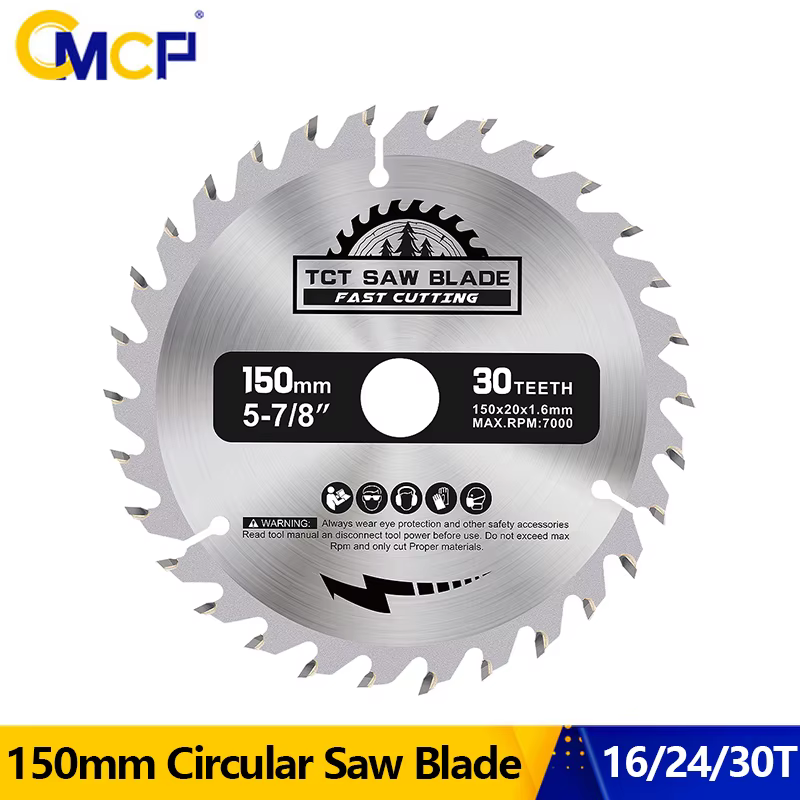 CMCP 1 pièce TCT lame de scie circulaire 150mm disque de coupe du bois à pointe en carbure 16T 24T 30T pour outil