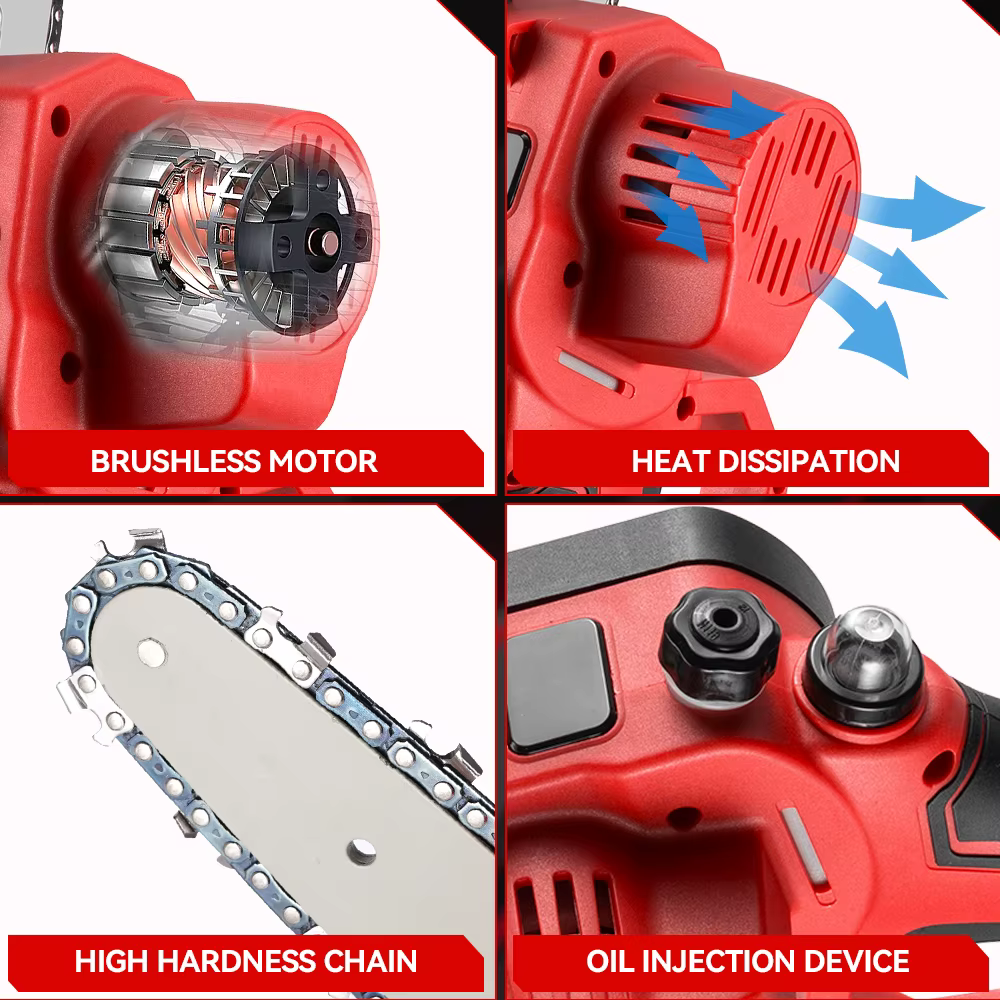 ONEVAN 8 pouces scie électrique sans brosse huileur automatique sans fil portable jardin bois taille tronçonneuse outil pour Makita 18V batterie broche