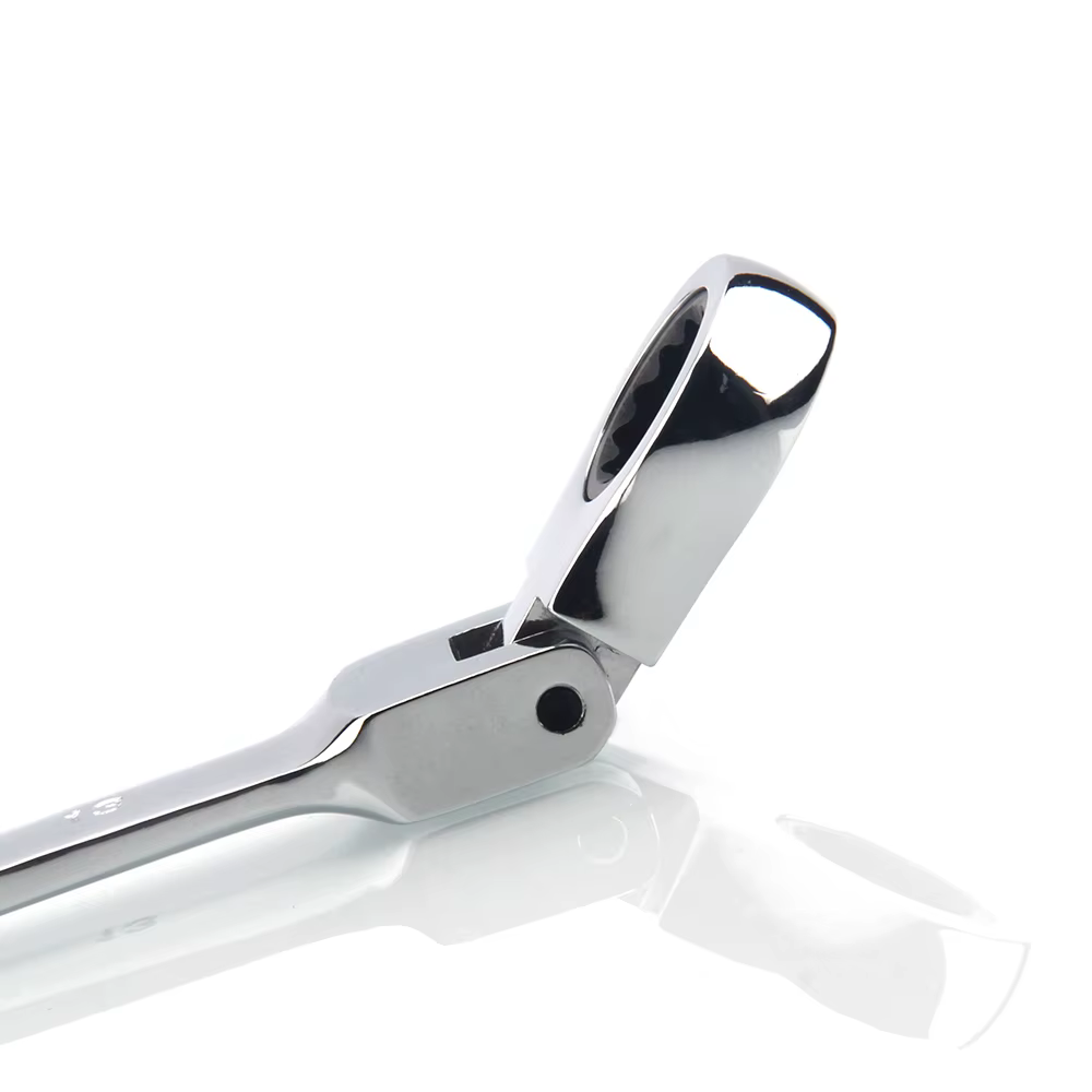 Clé à cliquet monobloc 72 dents à tête flexible finition miroir