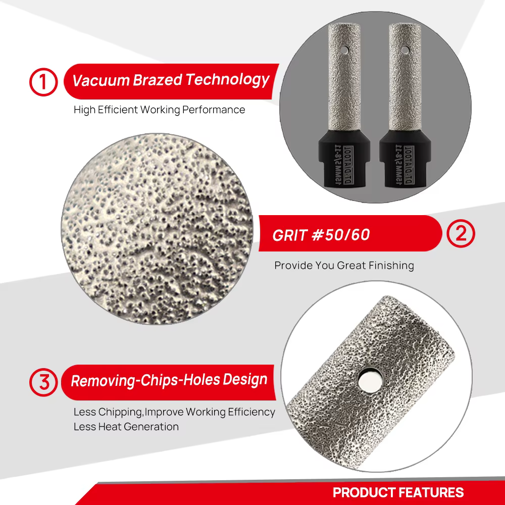 DIATOOL 2 pièces/ensemble 10mm tige de meulage en diamant brasé sous vide avec connexion M10 sur meuleuse pour fraises