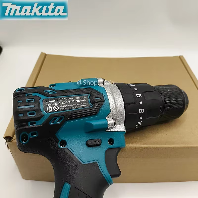 Perceuse-visseuse sans fil Makita DDF487 18V - Perceuse manuelle rechargeable sans balais de 13 mm avec lumière LED pour le bricolage et l'usage domestique (outil seul)