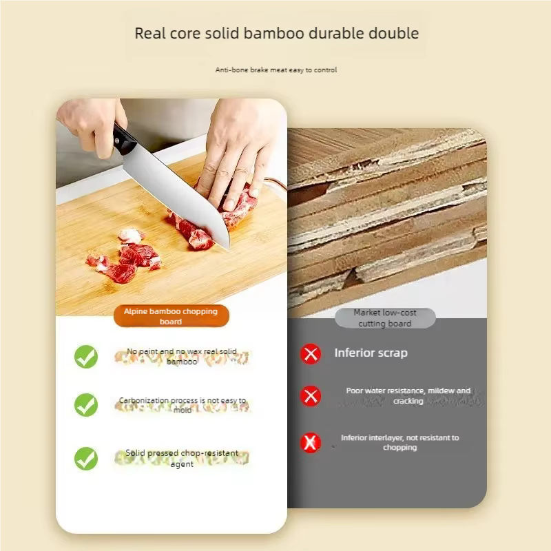 Grande planche à découper rectangulaire en bambou, planche à découper épaissie en bois massif, planche à découper pour fruits