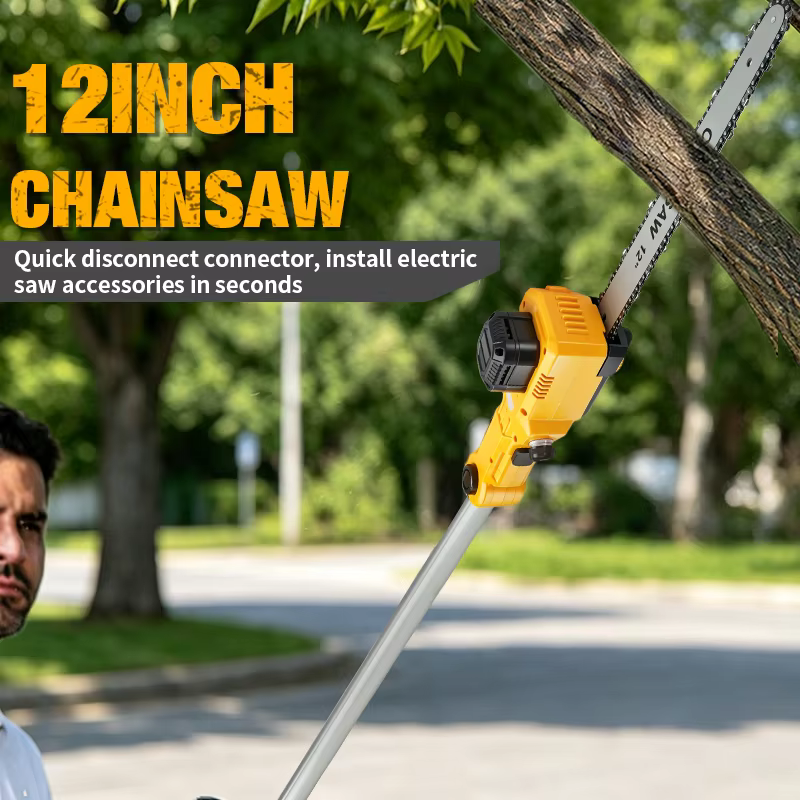 Taille-haie électrique 2-en-1 sans fil télescopique 12 pouces avec tronçonneuse