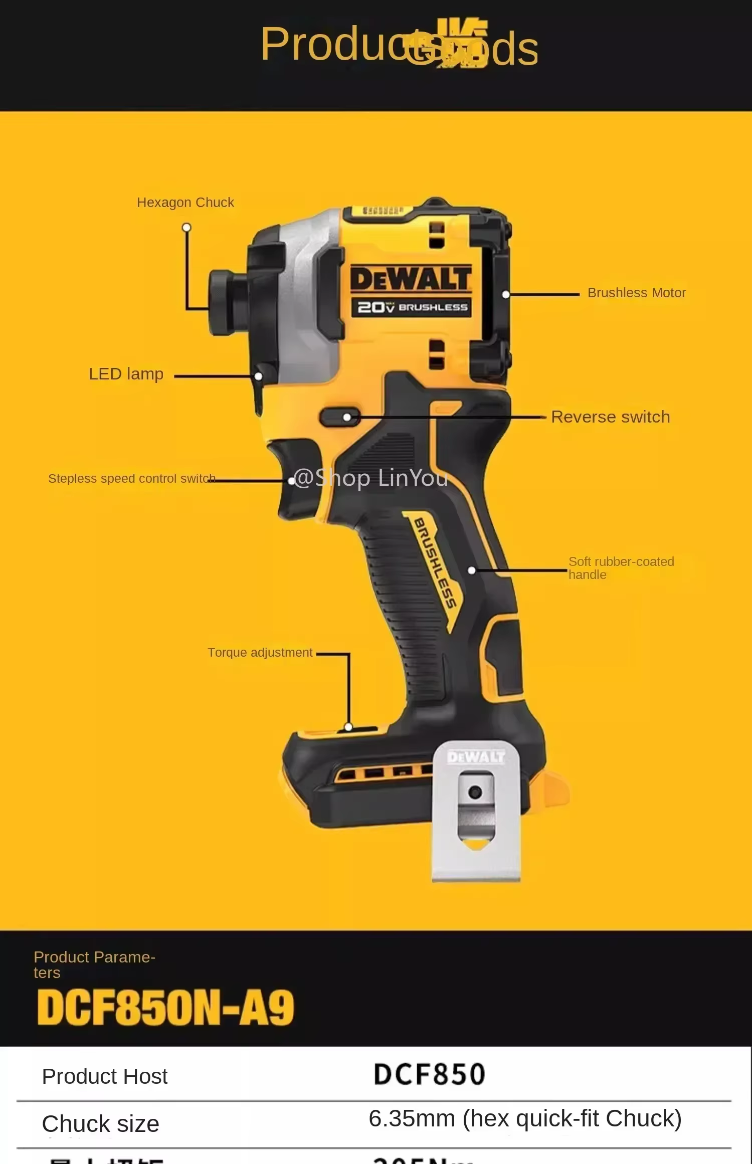DEWALT DCF Nouveau 850 20V Perceuse-visseuse sans fil à moteur sans balais