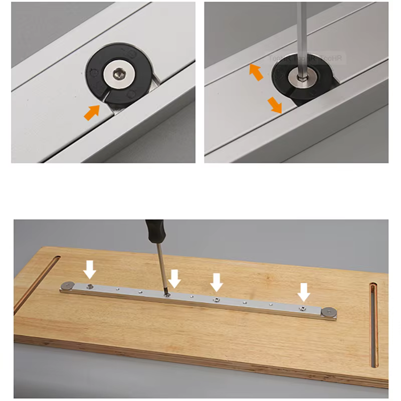 Barre à onglets en alliage pour scie à table