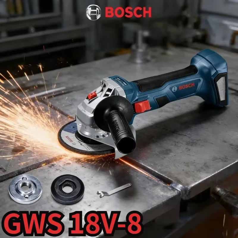 Meuleuse d'angle professionnelle Bosch GWS 18V-8, sortie stable pour la découpe quotidienne du métal et les travaux réguliers de polissage de surface