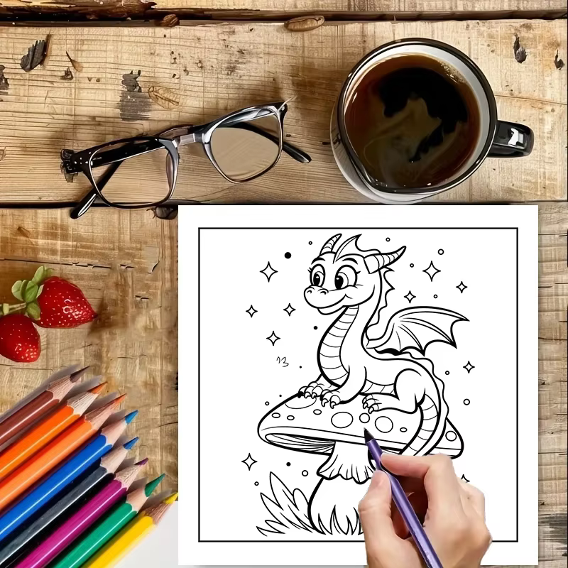 Livre de coloriage Easy Dragons pour adultes, cadeau d'anniversaire, fournitures de rentrée scolaire, livre de dessin mignon pour adultes