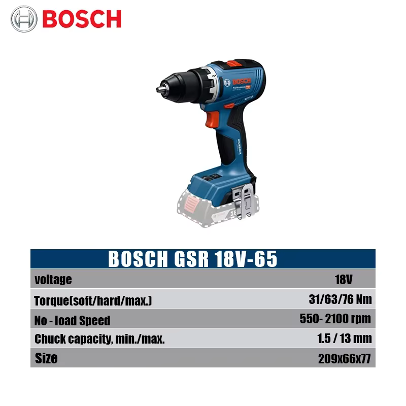 Perceuse sans fil Bosch GSR 18V-65 sans balais