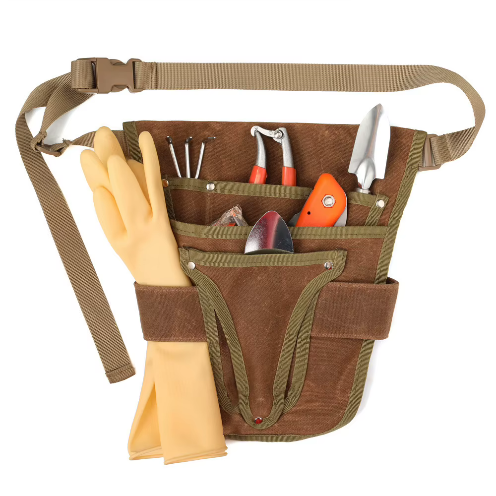 Ceinture porte-outils de jardin en toile robuste avec plusieurs poches, petite pochette pour outils de jardinage en extérieur