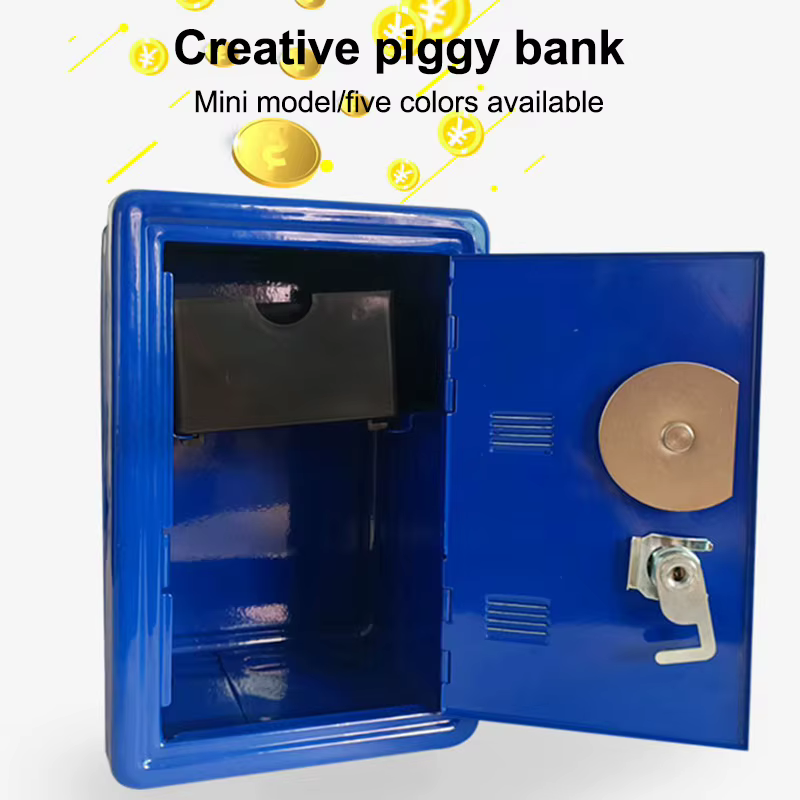 Frcctre Coffre-fort pour enfants, tirelire avec plateau à monnaie, mini-coffre-fort de rangement avec serrure à combinaison et clé