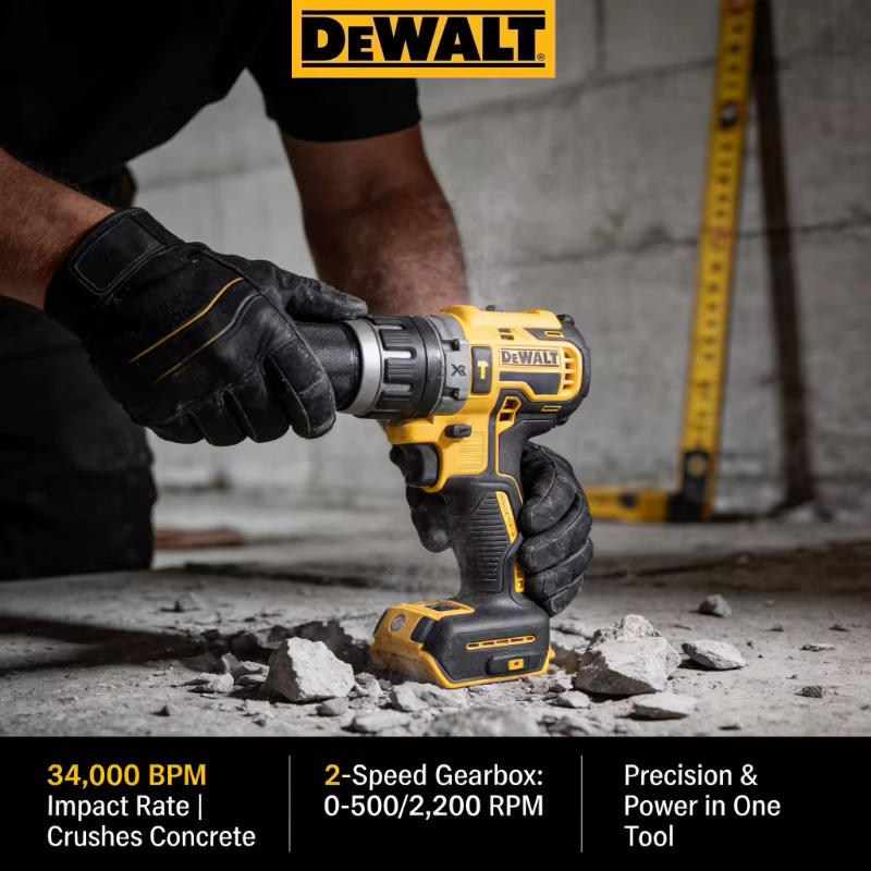 Perceuse à percussion compacte sans fil DEWALT DCD796 20V : puissante visseuse