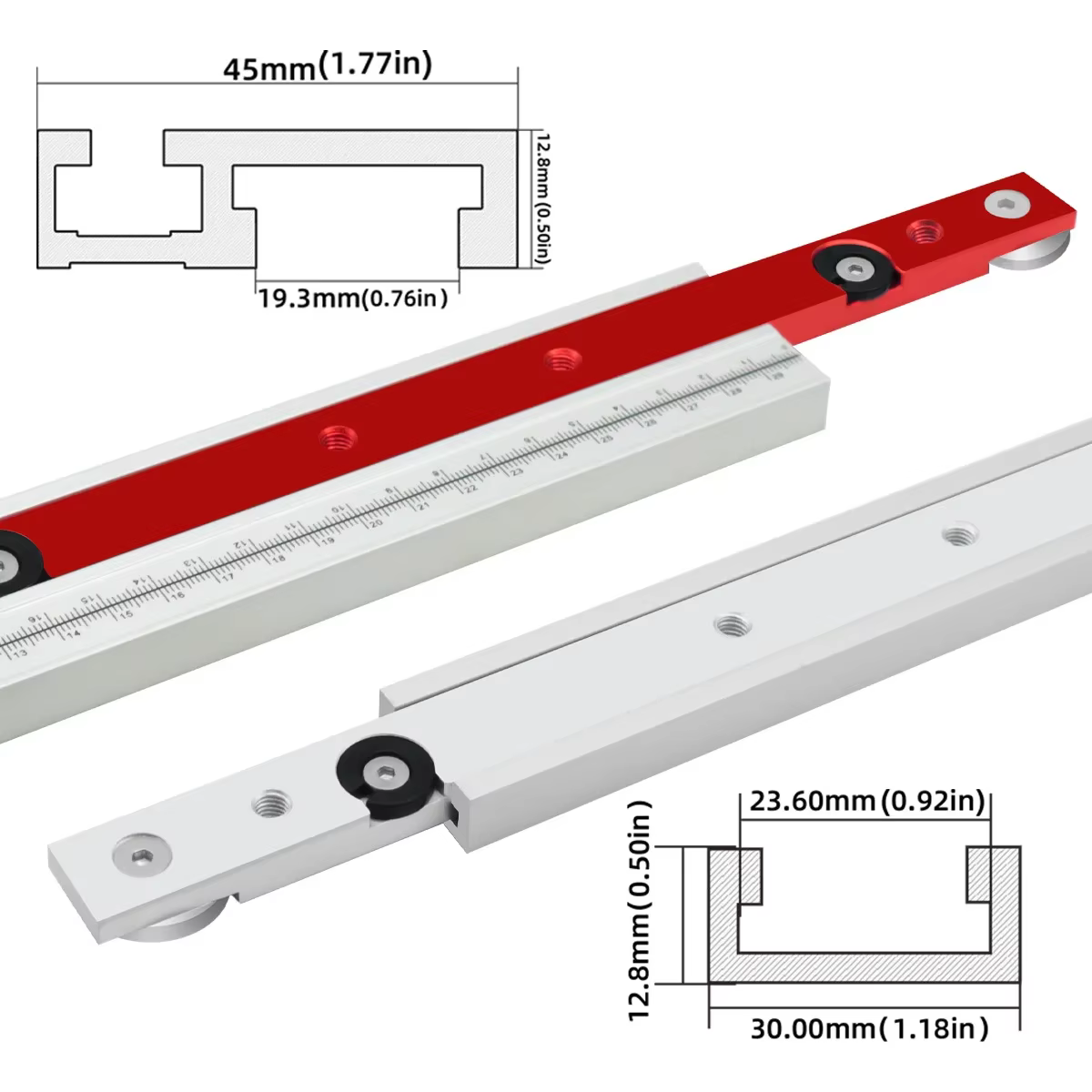 Outils de menuiserie : Barre de glissière en T pour jauge d'angle