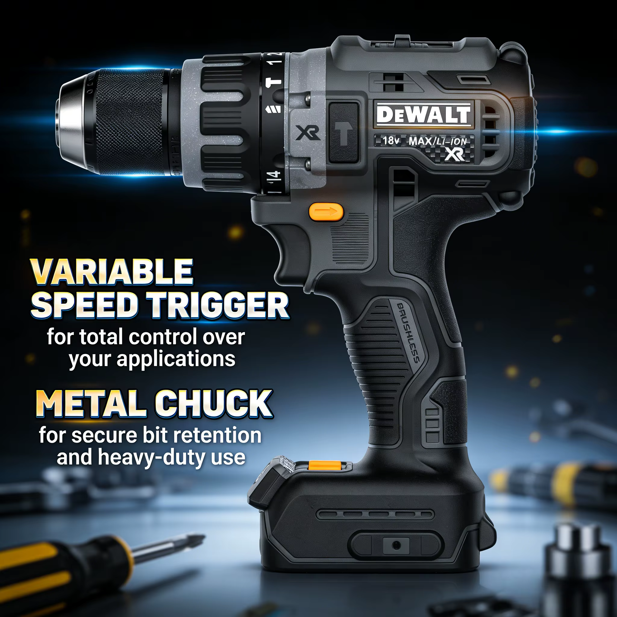Perceuse-visseuse compacte sans balais DEWALT DCD791 : Outil électrique multifonctionnel sans fil rechargeable (machine uniquement)